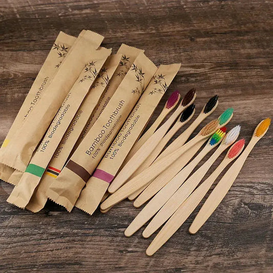 Bamboo Toothbrushes 8/12Pcs Eco Friendly Resuable Toothbrush Adult Wooden Soft Tooth Brush Cconvenient MOISTURIZEE