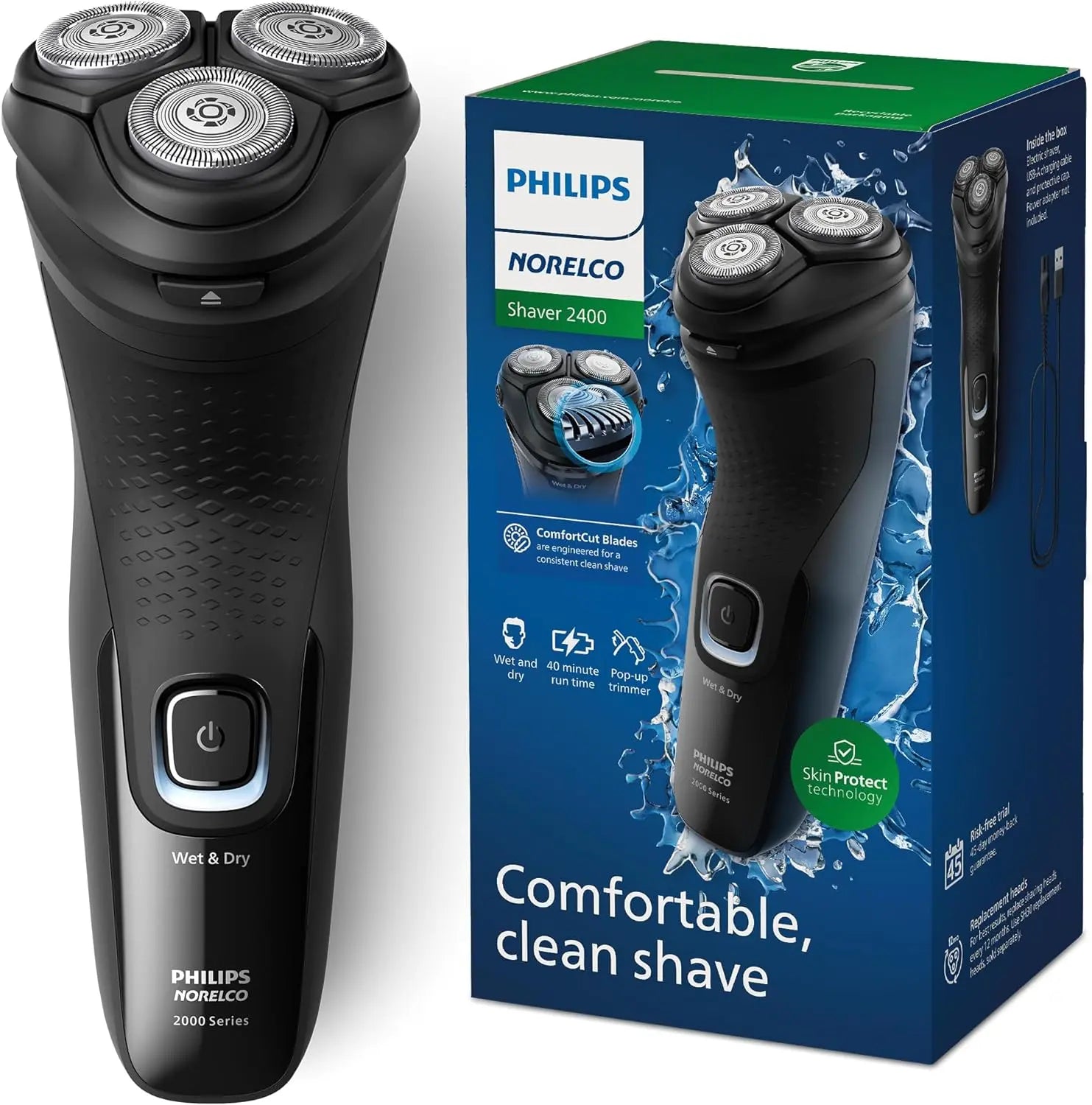 Philips Norelco Shaver 2400, Rechargeable Cordless Electric Shaver with Pop-Up Trimmer, X3001/90 MOISTURIZEE INC.